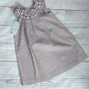 Kids Casual Dress in Brown Checkered Pattern